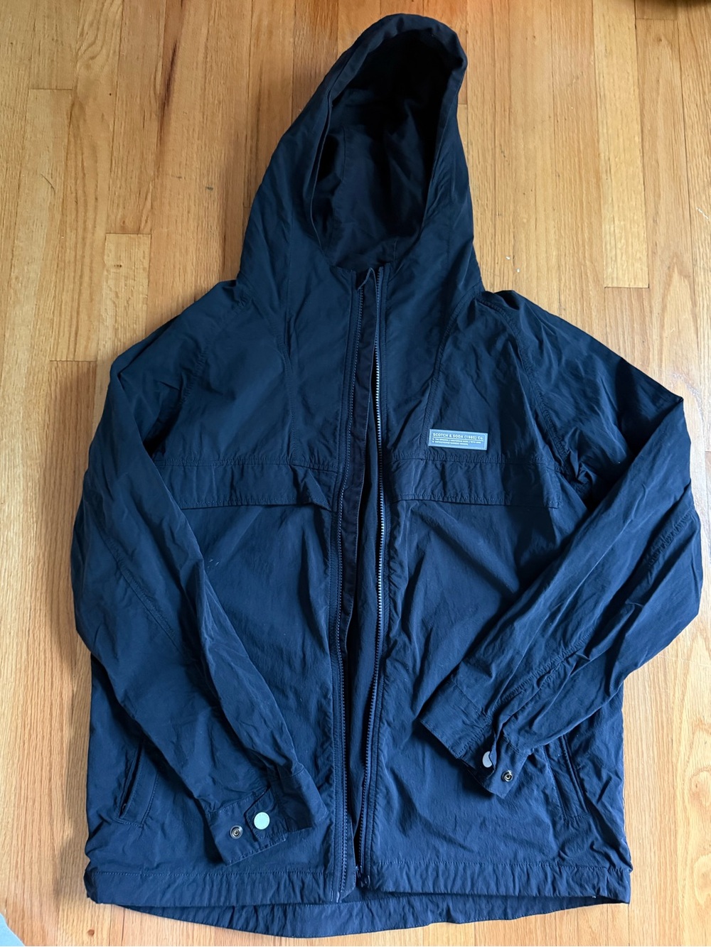 Scotch & Soda Navy Hooded Lightweight Jacket